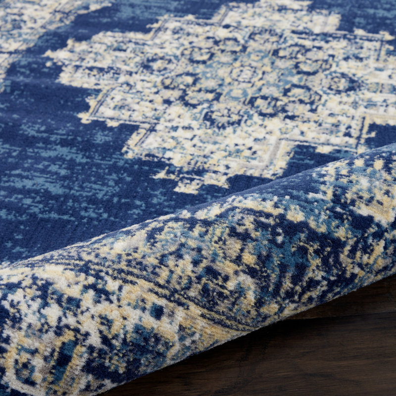 Bungalow Rose Burnie Oriental Blue/White Area Rug & Reviews Wayfair